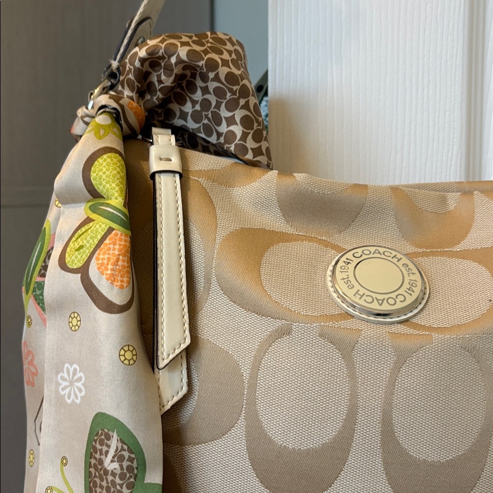 Coach Heritage Stripe Beige with all the Things! - Picture 2 of 14